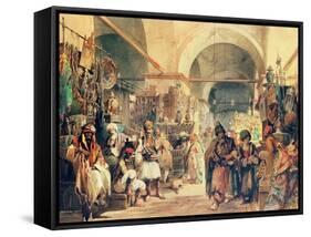 A Turkish Bazaar, 1854-Amadeo Preziosi-Framed Stretched Canvas