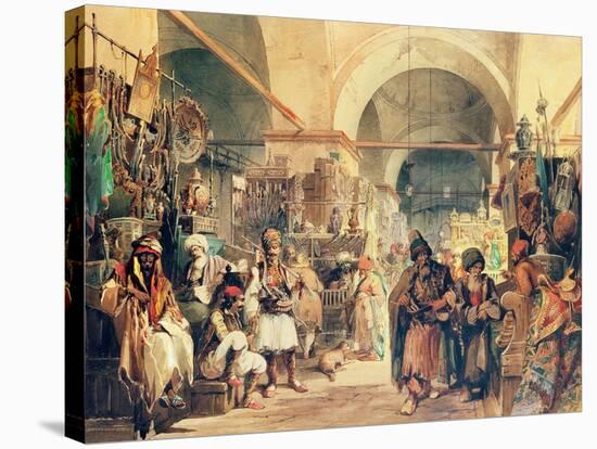 A Turkish Bazaar, 1854-Amadeo Preziosi-Stretched Canvas