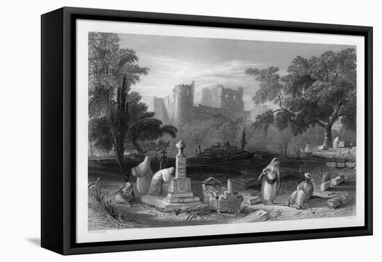 A Turkish Burial Ground at Sidon, Lebanon, 1841-J Redaway-Framed Stretched Canvas