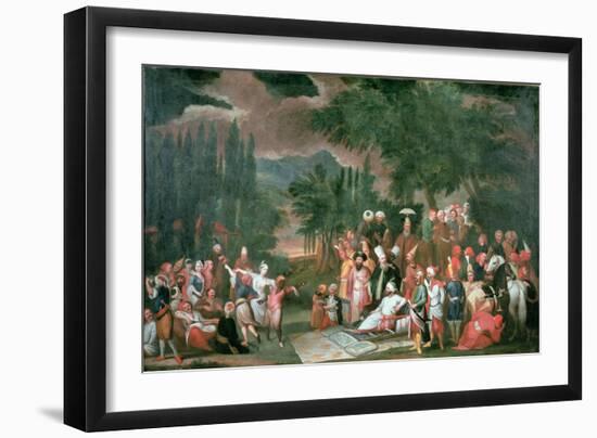 A Turkish Hunting Party with Sultan Ahmed III-Jean Baptiste Vanmour-Framed Giclee Print