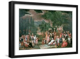 A Turkish Hunting Party with Sultan Ahmed III-Jean Baptiste Vanmour-Framed Giclee Print