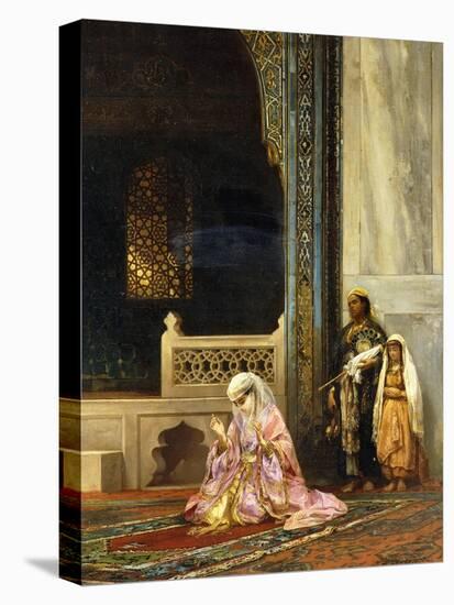 A Turkish Lady Praying in the Green Mosque, Bursa-Stanislaus Chlebowski-Stretched Canvas