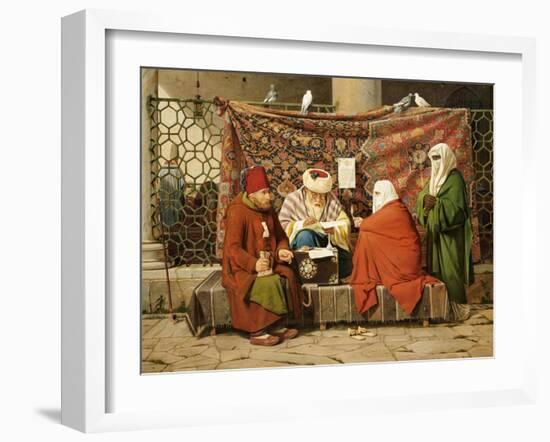 A Turkish Notary Drawing up a Marriage Contract, Constantinople, 1837-Martinus Rorbye-Framed Giclee Print