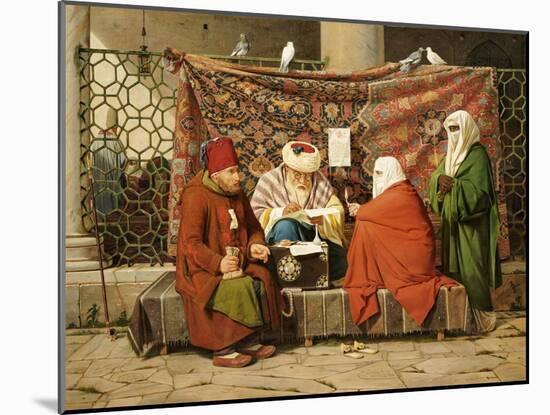 A Turkish Notary Drawing Up a Marriage Contract in Front of the Kilic Ali Pasha Mosque, 1837-Martinus Roerbye-Mounted Giclee Print