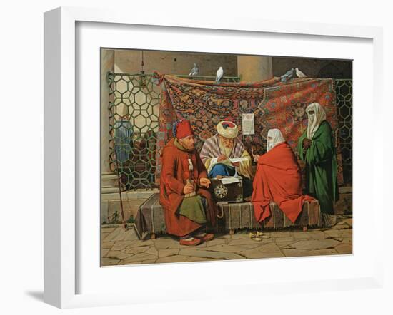 A Turkish Notary Drawing Up a Marriage Contract in Front of the Kilic Ali Pasha Mosque, Tophane,…-Martinus Rorbye-Framed Premium Giclee Print