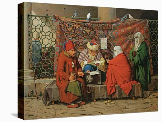 A Turkish Notary Drawing Up a Marriage Contract in Front of the Kilic Ali Pasha Mosque, Tophane,…-Martinus Rorbye-Stretched Canvas