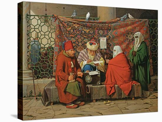 A Turkish Notary Drawing Up a Marriage Contract in Front of the Kilic Ali Pasha Mosque, Tophane,…-Martinus Rorbye-Stretched Canvas