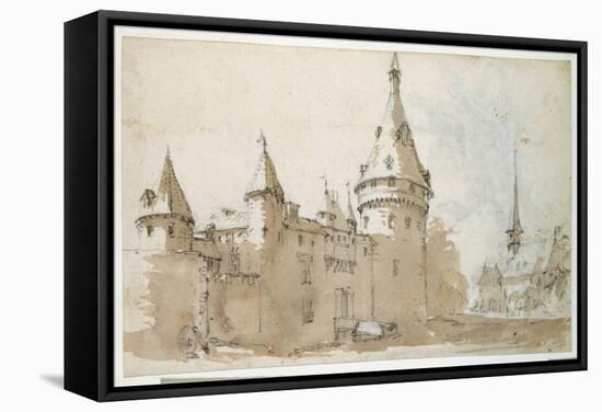 A Turreted Chateau and a Church-Jacques Callot-Framed Stretched Canvas