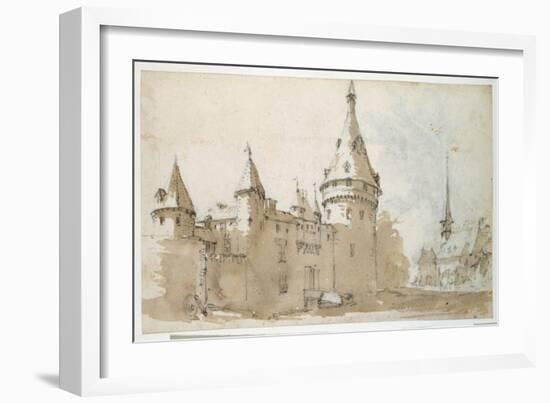 A Turreted Chateau and a Church-Jacques Callot-Framed Giclee Print