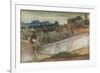 A Tuscan Landscape with Village and Olive Grove (Pencil, W/C and Bodycolour on Paper)-John Roddam Spencer Stanhope-Framed Giclee Print