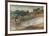 A Tuscan Landscape with Village and Olive Grove (Pencil, W/C and Bodycolour on Paper)-John Roddam Spencer Stanhope-Framed Giclee Print