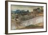 A Tuscan Landscape with Village and Olive Grove (Pencil, W/C and Bodycolour on Paper)-John Roddam Spencer Stanhope-Framed Giclee Print