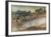 A Tuscan Landscape with Village and Olive Grove (Pencil, W/C and Bodycolour on Paper)-John Roddam Spencer Stanhope-Framed Giclee Print