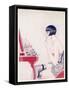 A Twenties Girl at Her Dressing Table Adds a Final Touch of Lipstick-null-Framed Stretched Canvas