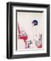 A Twenties Girl at Her Dressing Table Adds a Final Touch of Lipstick-null-Framed Art Print