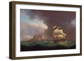A Two Decker and Other Vessels in Stormy Weather off Gibraltar, 1824-Thomas Whitcombe-Framed Giclee Print