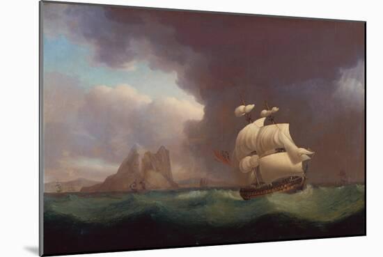 A Two Decker and Other Vessels in Stormy Weather off Gibraltar, 1824-Thomas Whitcombe-Mounted Giclee Print