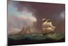 A Two Decker and Other Vessels in Stormy Weather off Gibraltar, 1824-Thomas Whitcombe-Mounted Giclee Print