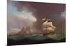 A Two Decker and Other Vessels in Stormy Weather off Gibraltar, 1824-Thomas Whitcombe-Mounted Giclee Print