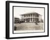 A Two-Story House Surrounded by Porches, with an American Flag Flying; in Panama During the…-Byron Company-Framed Giclee Print