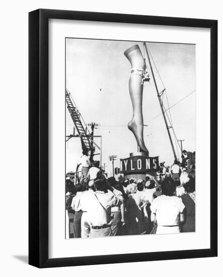 A Two-Ton Model of Actress Marie Wilson's Leg, Produced to Advertise a Los Angeles Hosiery Shop-null-Framed Photographic Print