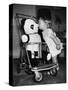 A Two Year Old Girl Kisses a Stuffed Panda on the Nose, Ca. 1955-null-Stretched Canvas