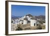 A Typical Greek Village Perched on a Rock with White and Blue Houses and Quaint Windmills, Ios-Roberto Moiola-Framed Photographic Print