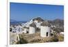 A Typical Greek Village Perched on a Rock with White and Blue Houses and Quaint Windmills, Ios-Roberto Moiola-Framed Premium Photographic Print