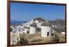 A Typical Greek Village Perched on a Rock with White and Blue Houses and Quaint Windmills, Ios-Roberto Moiola-Framed Photographic Print