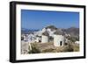 A Typical Greek Village Perched on a Rock with White and Blue Houses and Quaint Windmills, Ios-Roberto Moiola-Framed Photographic Print