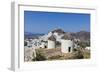 A Typical Greek Village Perched on a Rock with White and Blue Houses and Quaint Windmills, Ios-Roberto Moiola-Framed Photographic Print