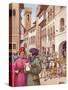 A Typical Street Scene in Florence in the Early 15th Century-Pat Nicolle-Stretched Canvas