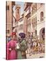 A Typical Street Scene in Florence in the Early 15th Century-Pat Nicolle-Stretched Canvas
