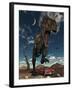 A Tyrannosaurus Rex About to Crush a Cadillac with His Feet-Stocktrek Images-Framed Photographic Print