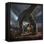 A Tyrannosaurus Rex and Triceratops in a Classic Face Off-null-Framed Stretched Canvas