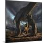 A Tyrannosaurus Rex and Triceratops in a Classic Face Off-null-Mounted Art Print