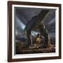 A Tyrannosaurus Rex and Triceratops in a Classic Face Off-null-Framed Art Print