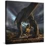 A Tyrannosaurus Rex and Triceratops in a Classic Face Off-null-Stretched Canvas