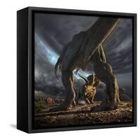 A Tyrannosaurus Rex and Triceratops in a Classic Face Off-null-Framed Stretched Canvas