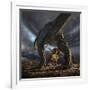 A Tyrannosaurus Rex and Triceratops in a Classic Face Off-null-Framed Art Print