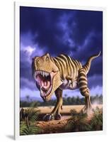 A Tyrannosaurus Rex Attacks, Lit by the Late Afternoon Sun-null-Framed Art Print