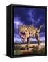 A Tyrannosaurus Rex Attacks, Lit by the Late Afternoon Sun-null-Framed Stretched Canvas