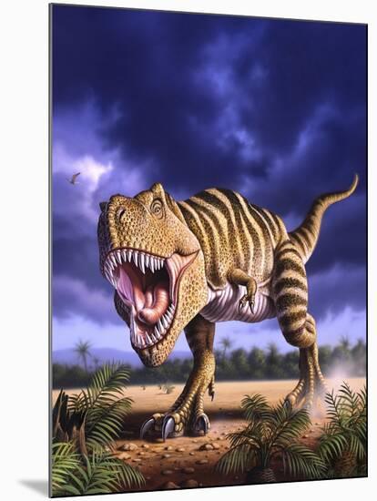 A Tyrannosaurus Rex Attacks, Lit by the Late Afternoon Sun-null-Mounted Art Print