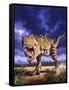 A Tyrannosaurus Rex Attacks, Lit by the Late Afternoon Sun-null-Framed Stretched Canvas