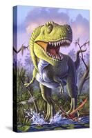 A Tyrannosaurus Rex Crashes Through a Swamp-null-Stretched Canvas