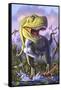 A Tyrannosaurus Rex Crashes Through a Swamp-null-Framed Stretched Canvas