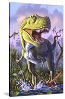 A Tyrannosaurus Rex Crashes Through a Swamp-null-Stretched Canvas