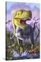 A Tyrannosaurus Rex Crashes Through a Swamp-null-Stretched Canvas