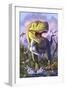 A Tyrannosaurus Rex Crashes Through a Swamp-null-Framed Art Print