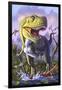 A Tyrannosaurus Rex Crashes Through a Swamp-null-Framed Art Print